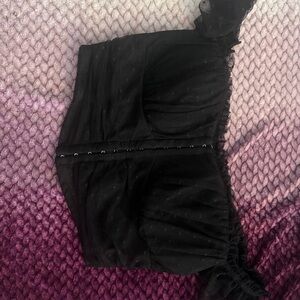 Windsor Black Lace-Trimmed Top